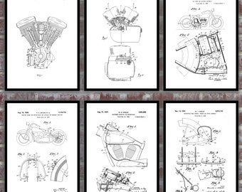 Harley Davidson Poster set of 6 - motorcycle prints - Harley Poster - Harley Davidson Motorcycle - Harley Engine - Harley - Motorcycle, sp67