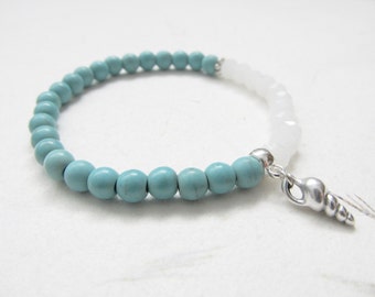 Shell bracelet, beach bracelet, turquoise bracelet, boho bracelet