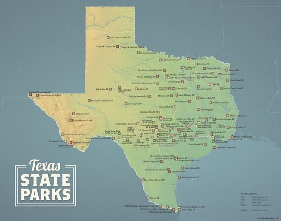 Texas State Parks Map 11x14 Print