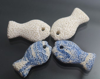 100 pcs Top Drilled Hole Fish Shape Lava Beads,Volcanic Rock Pendant Beads
