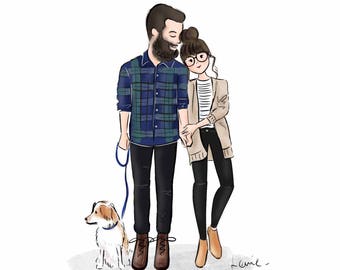 Custom Couple Portrait, Custom Couple Illustration, Cartoon/ Doodle Drawing (Digital)