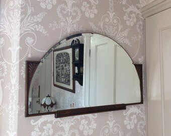 Vintage 1930-40s Half Moon Bevelled Edge Art Deco Mirror