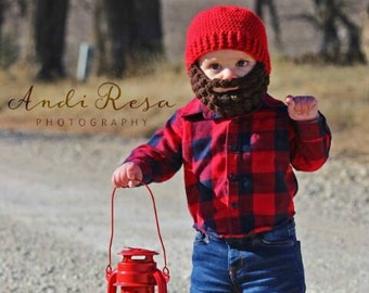 Baby Woodsman beard beanie. Baby beard hat. Any size/color lumberjack hat. Birthday invite ideas. Crochet Baby shower gifts. Toddler beard