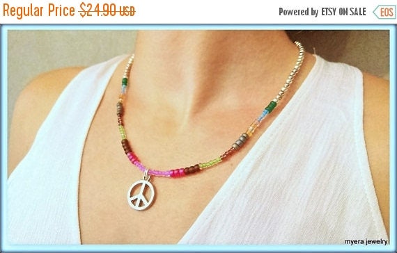 Free Shipping - Flower Power Pendant, Womens Peace Necklace, Spiritual Necklace, CND Peace Necklace, Statement Necklace, Charm Peace Pendant