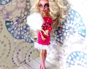 Monster High Repaint, Custom Monster High Doll, OOAK Doll - Candy Doll, Pink Dress - Monster High Doll, Howleen Wolf - Barbie Repaint