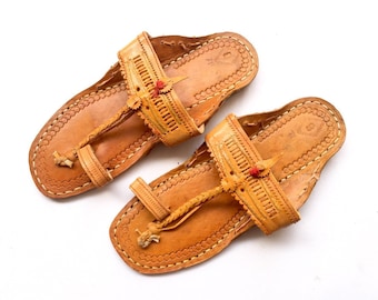 Women Sandals - Natural Brown Art Leather Kolhapuri Chappals/Shoes for Women/Women Flats/Ethnic Indian Flip Flops