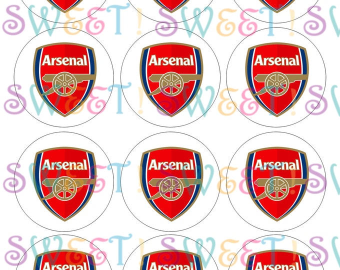 Edible Arsenal Cupcake, Cookie or Oreo Toppers - Wafer Paper or Frosting Sheet