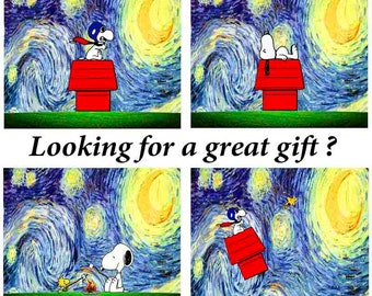 nursery room, Snoopy, Cartoon art, Snoopy Print Set, Set Of 4 Print, Dream Big Little One, Nursery, Kids, Boys, Girls room, boys room
