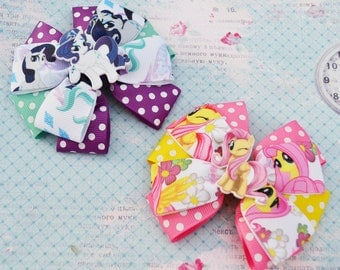 My little pony birthday Fluttershy hair bows Rarity bow My little pony party My little pony headband Baby bow Birthday gift for girlfriends