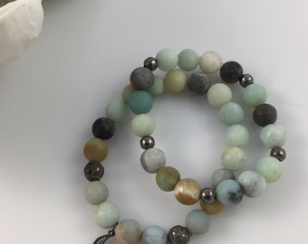 Moon Amazonite Bracelet Set of 2 #313