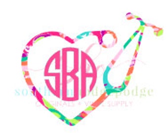 Nurse Heart Stethoscope Monogram SVG file/ SVG design/ svg file/ stethoscope svg/ heart svg/ nurse svg/ silhouette/ stethoscope/ nurse