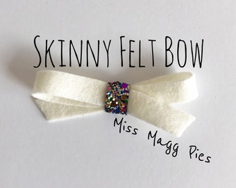Vanilla · Skinny Felt Hair Bow / Baby Hair Bow / Toddler Hair Clip / Hair Accessory / Newborn Photo Prop / Gift for Baby Girl / Hair Piece