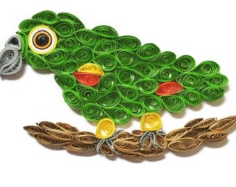 Amazon Parrot Card, Colourful Bird, Pet Parrot Picture, Aviary Bird, Cage Bird Art, Quilled Parrot, Paper Artistry, Parrot Sculpture