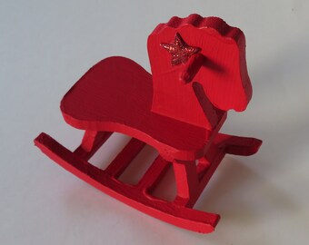 Red rocking horse | Etsy