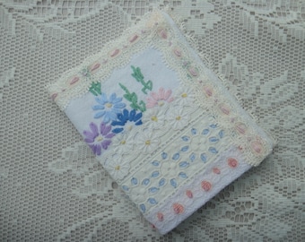 Vintage Embroidered Needle Book with Broderie Anglaise