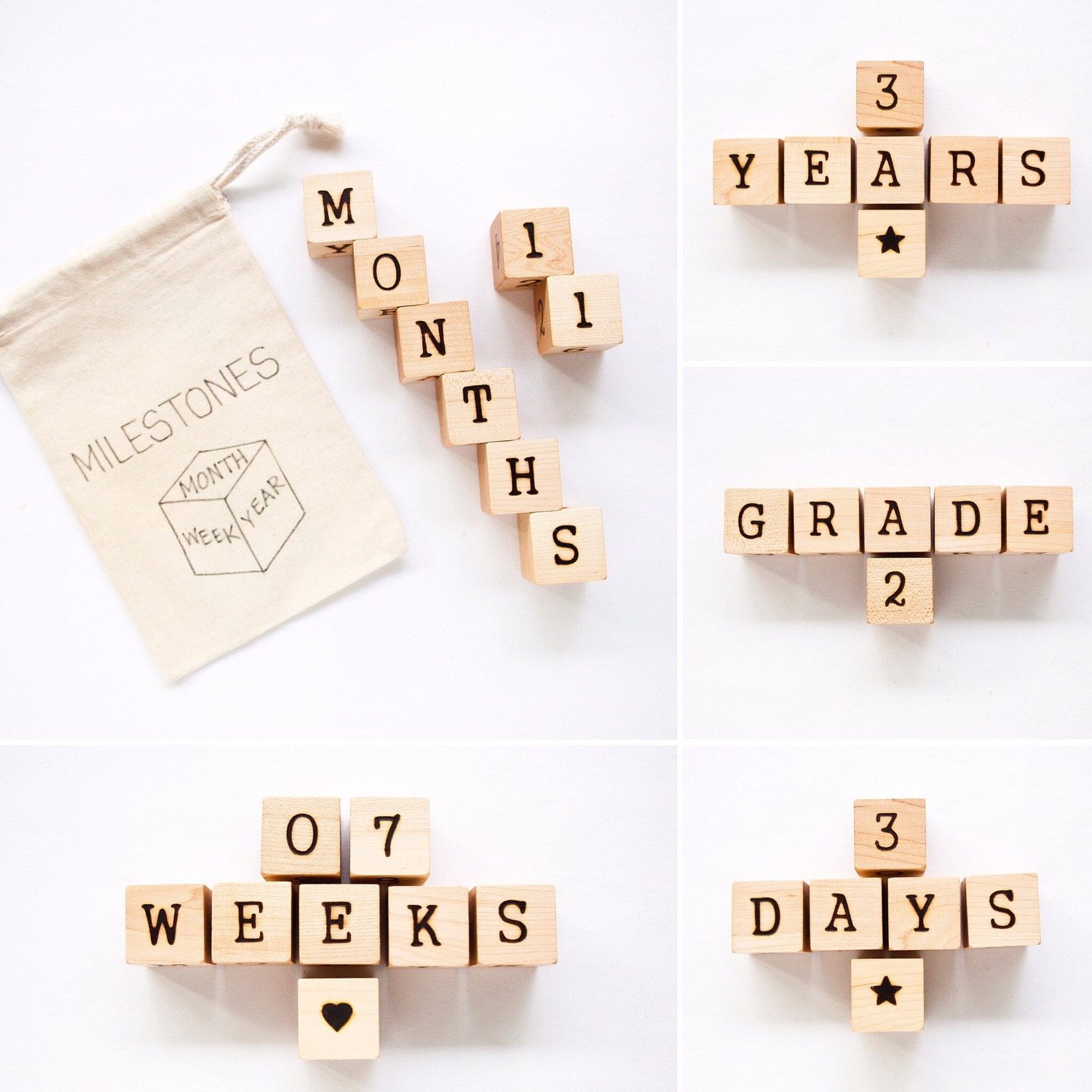 Milestone Blocks / Age Blocks / Wood Baby Blocks / Baby Photo