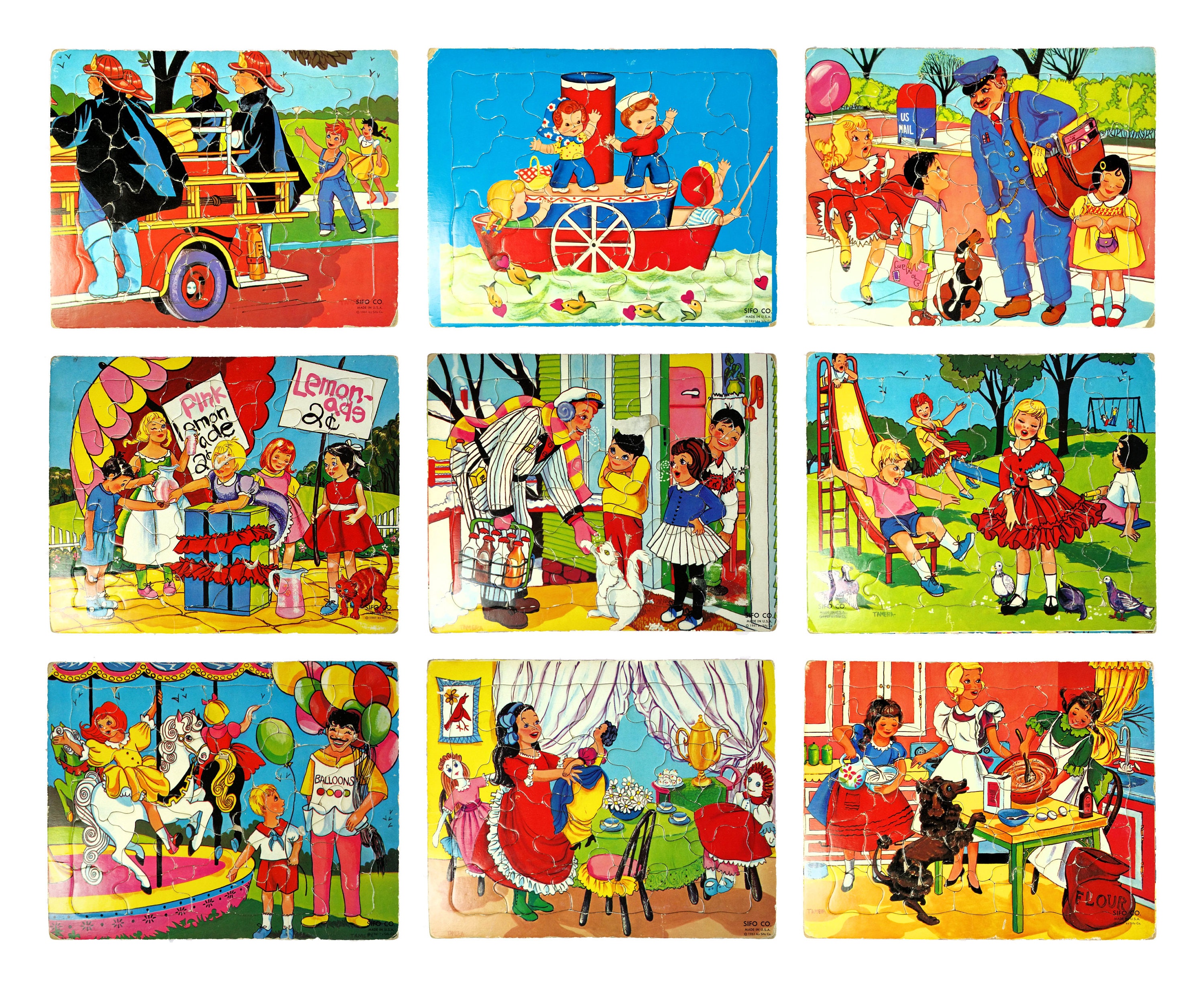 Sifo Tray Childrens Puzzles Vintage 1961 Lot of 9 Artist