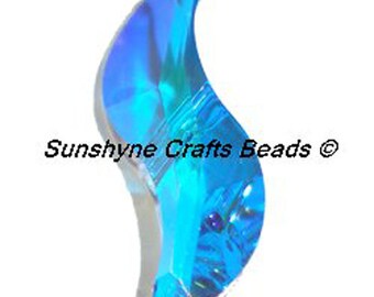 Swarovski Crystal Beads 5525 CRYSTAL AB 19MM Faceted Wave Bead 1 Piece - Other Colors available
