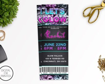 Neon Party Invitation | Glow Birthday Invitation | Glow in the Dark Birthday Invitation | Glow Party Invitations | Neon Invitation