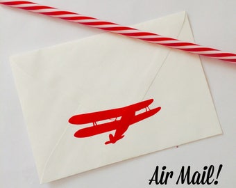 Vintage Plane Envelope Seals/ Stickers, Vinyl, Wall Decals