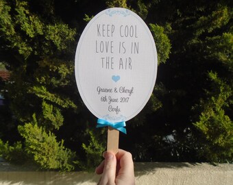 x10 Wedding fans personalised, oval--cream, white, brown kraft any colour