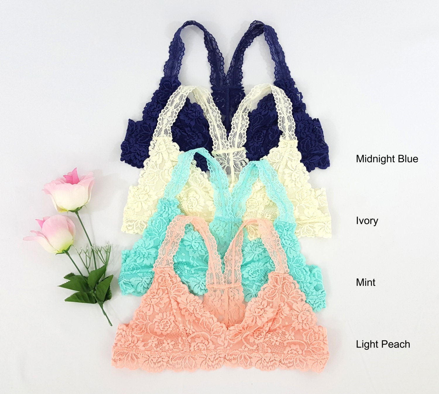 Racerback Lace Bralette Bustier Bra Top Sheer un padded MESH