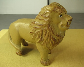 Painted Cast Iron Bank Of A Lion