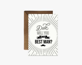Dude will you be my best man? Card + Kraft Envelopes Card