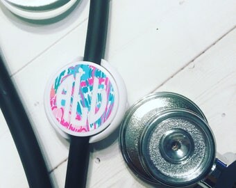 Stethoscope ID Tag, Stethoscope Clip, Lilly Pulitzer Inspired Stethoscope ID Tag, Nursing Gift, Nurses Gift
