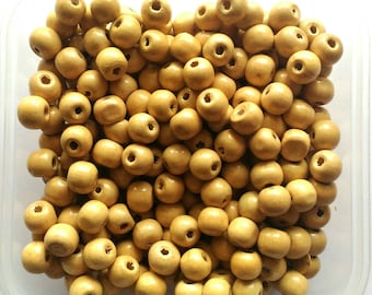 100pcs Round Wooden Beads (Natural color) 8.5mm x 9.5mm