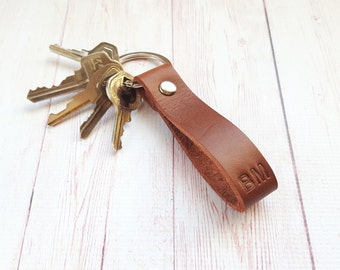 Personalized Leather Keychain - Monogrammed Initial Key Fob - Custom Name Keyring - Fathers Day Gift - Gift for Him - Anniversary gift