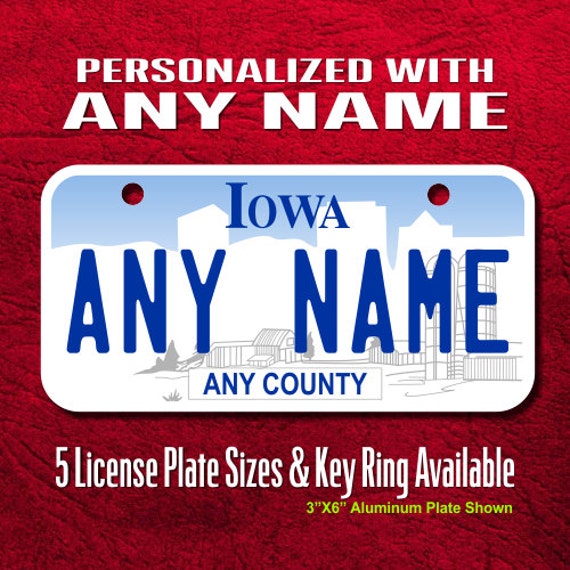 Personalized Iowa License Plates Sizes for toy cars wagons