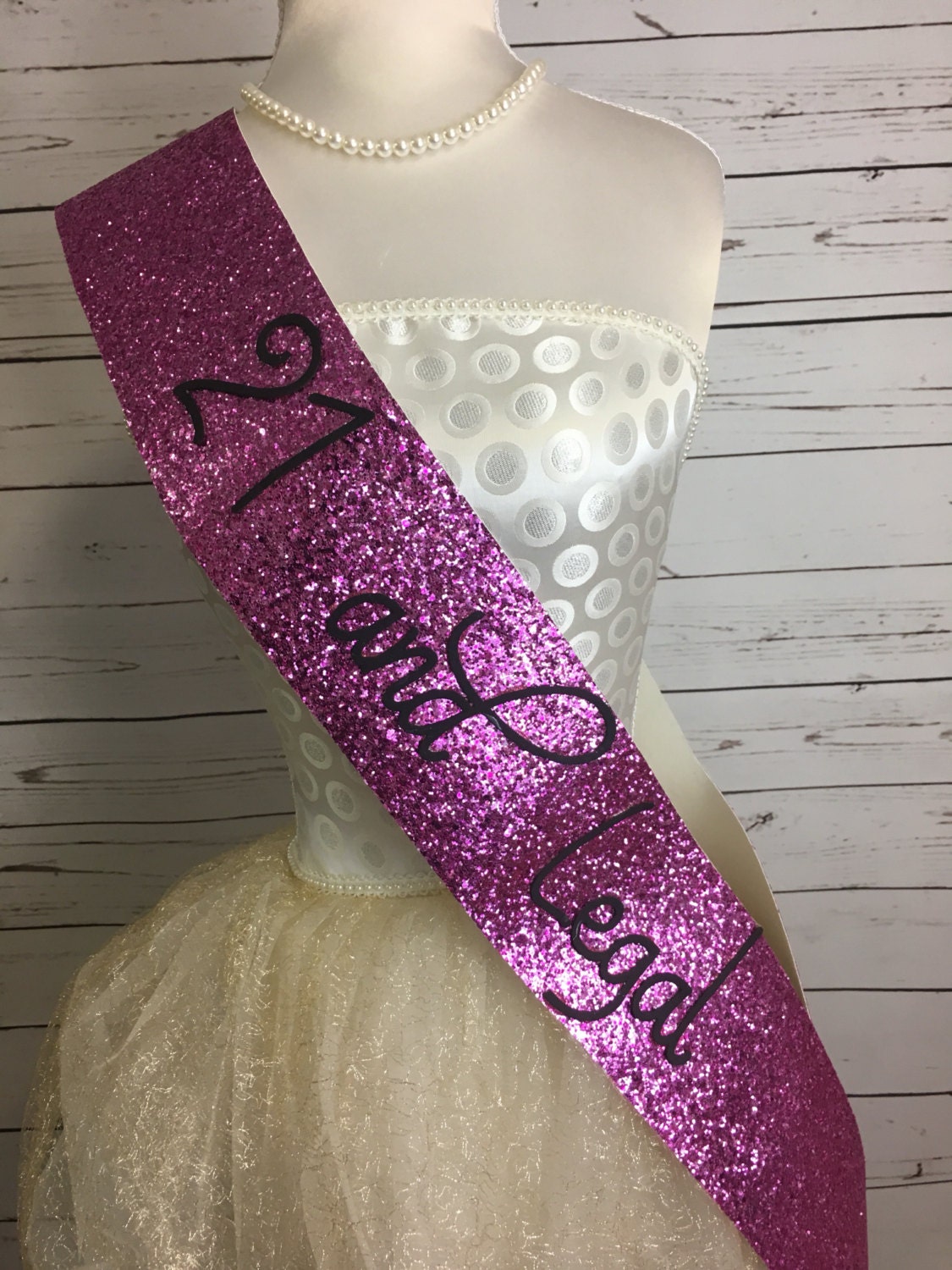 21st Birthday Sash Pink Glitter Sash Personalised Sash