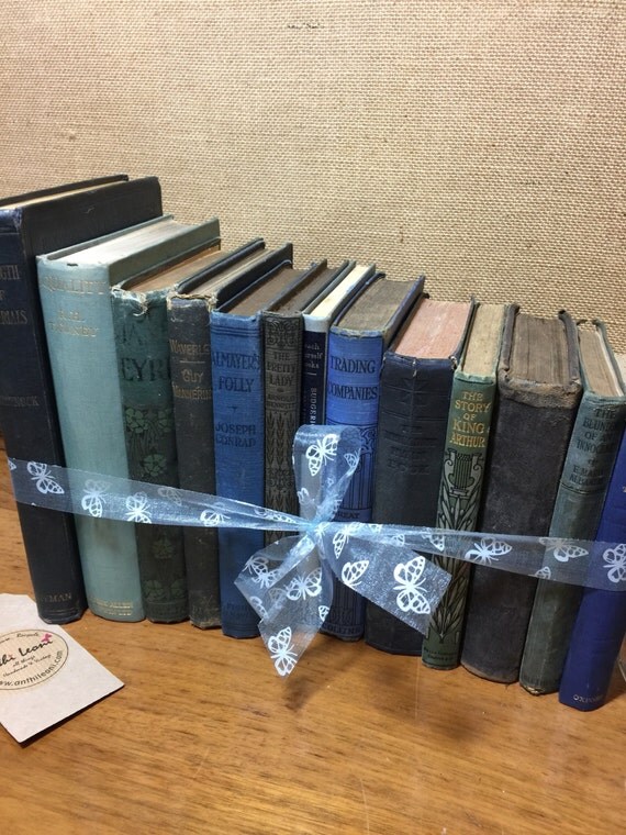 Ocean BLUE Vintage Book Collection - Old Books Decoration - Foot Long 11-13 Books - Shelf Staging - BLUE Home Decor - Custom Sourced Books