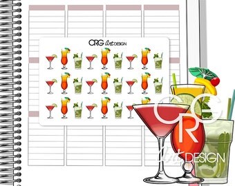 Cocktail Stickers | Planner Erin Condren Plum Planner Filofax Sticker