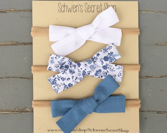 Hand tied bow, fabric bow headband, baby girl headband, baby headband, baby bow headband, baby hair bow, baby girl bow, newborn headband