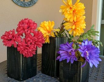 Set of 3 Rustic Country Vases from Repurposed & Reclaimed Pallet Wood