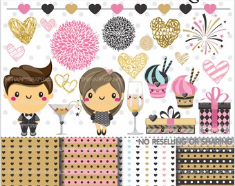 80%OFF - Celebration Clipart, Celebration Graphics, COMMERCIAL USE, Party Clipart, New Year's Eve, New Year's Celebration, Holiday