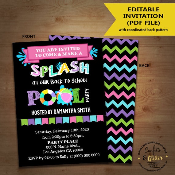 Back To School Pool Party Invitation Wording 2