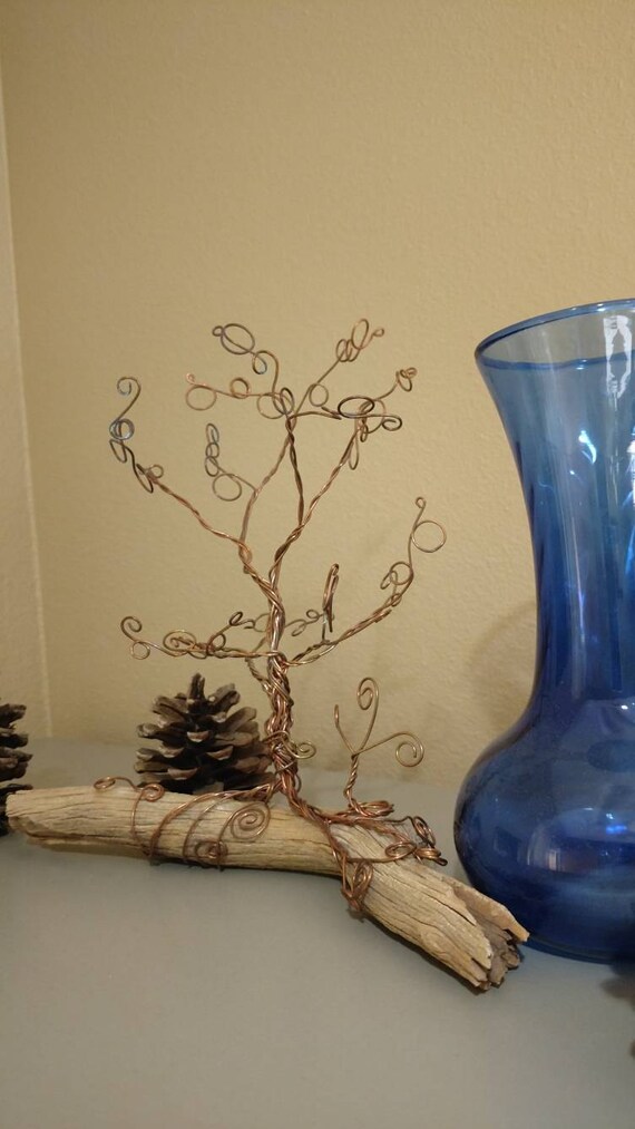 Copper Wire Tree on Driftwood