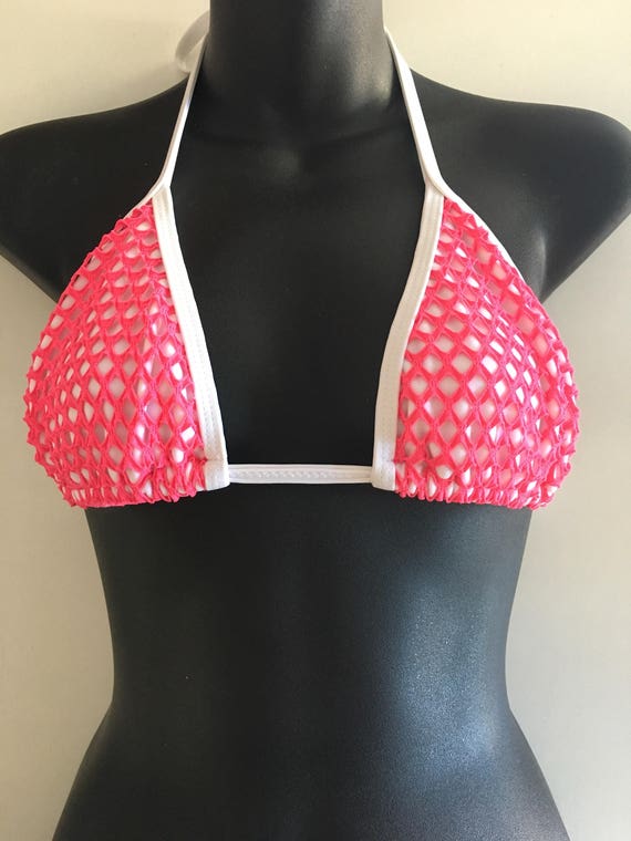 ORIGINAL *** MissManeater SWEETHEART thin bind strap mesh overlay boutique bikini top ***FULL coverage!