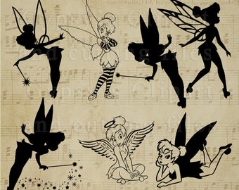 Tinkerbell, Tinkerbell Cut Files, Tinkerbell Silhouettes Templates, Clipart, Disney, Cutting file, Overlay, vinyl. png, svg,ai,eps, dxf