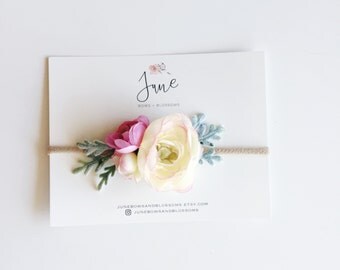 PINK + IVORY petite flower crown, baby flower crown, one size flower crown, pink flower crown