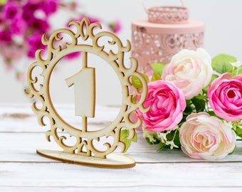Wooden Table Numbers Rustic Wedding Table Number Rustic Table number with stand Wedding Table Numbers