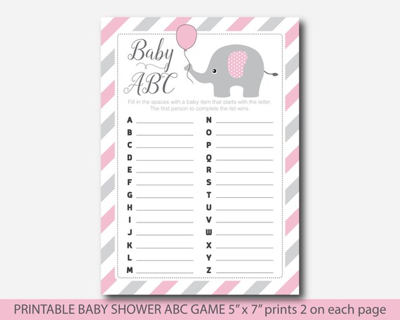 oh baby shower games shower elephant game Alphabet ABC ABC baby Baby Pink game oh baby shower games shower elephant game Alphabet ABC ABC baby Baby Pink game