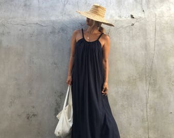Dyed Black Maxi Dress, summer dress,prengnant woman,comfy,boho dress, beach cover up, Summer women dress, long dress,tall women dress