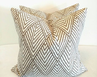 Chevron pillow, taupe and Ivory, Kravet pillow cover, Chevron throw cushion, geometric pillow cover, modern, designer pillow, modern decor,