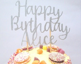 Personalised Cake Topper, Happy birthday glitter cake topper, cake topper, birthday decor, party decor, cake decoration