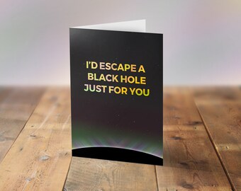 Science Anniversary Card, Funny Valentine's Card, Physics Card, I love science, Space Card, Aurora Borealis Card, Northern Lights Card