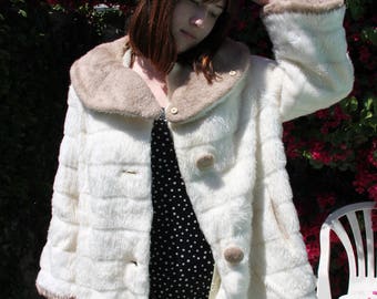 Vintage white faux fur coat